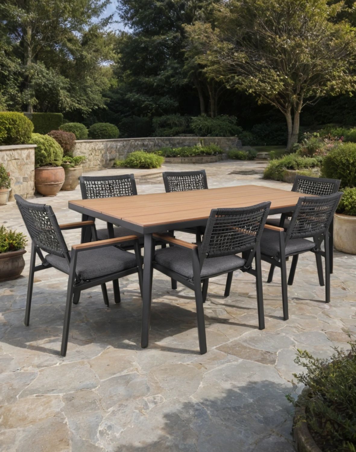 zestaw ogrodowy 6 osobowy santos, aluminiowy, szary