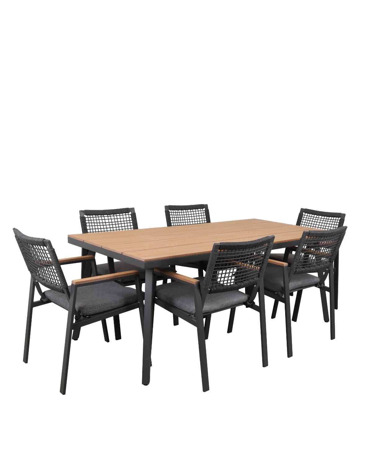 zestaw ogrodowy 6 osobowy santos, aluminiowy, szary