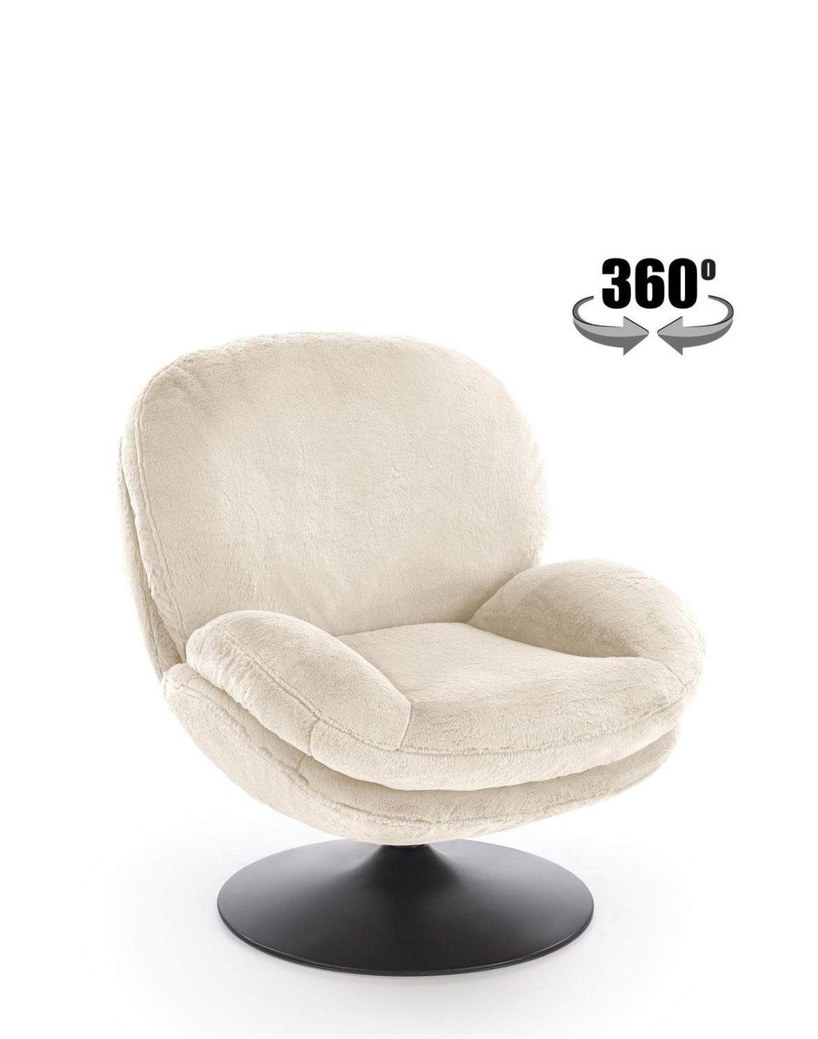 fotel wypoczynkowy shell kremowy, obrotowy 360°, nowoczesny design