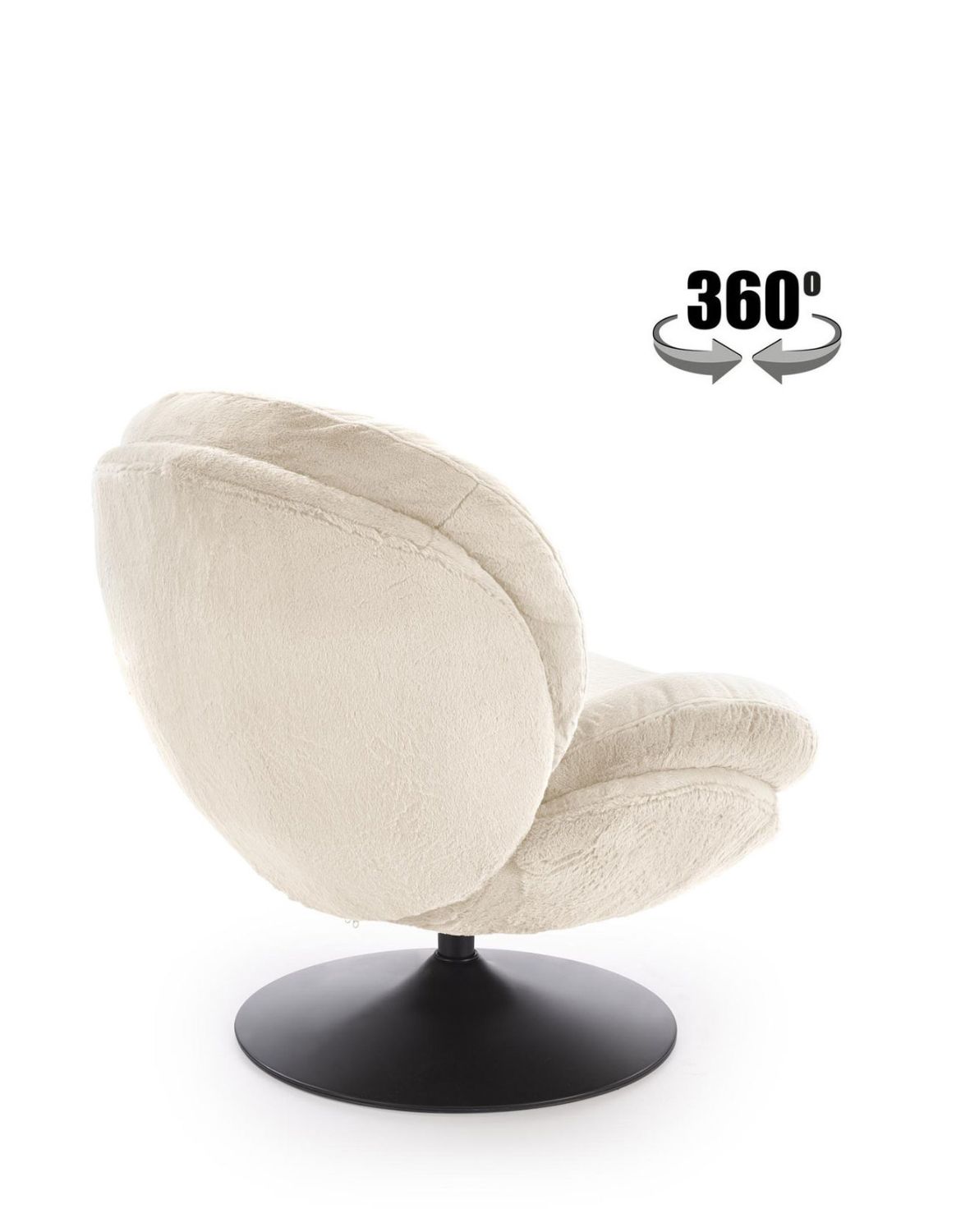 fotel wypoczynkowy shell kremowy, obrotowy 360°, nowoczesny design