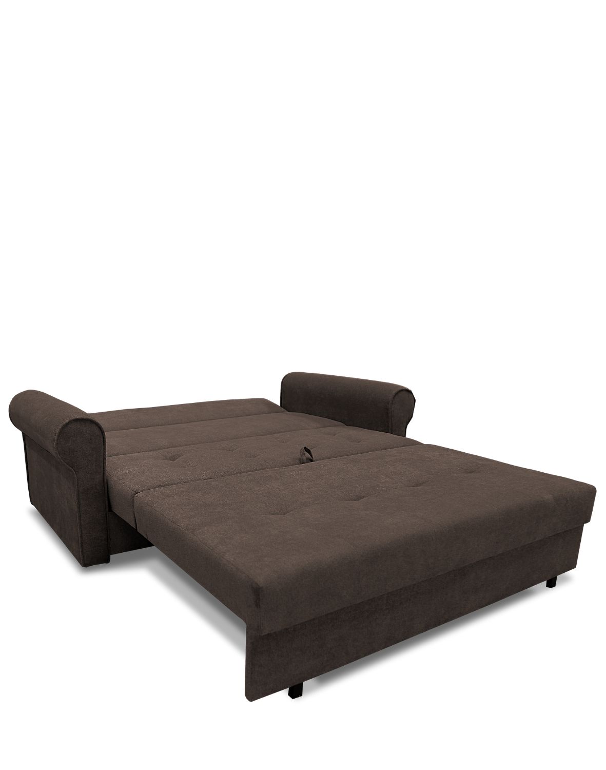 sofa trzyosobowa rozkładana w salonie brązowa bil iii