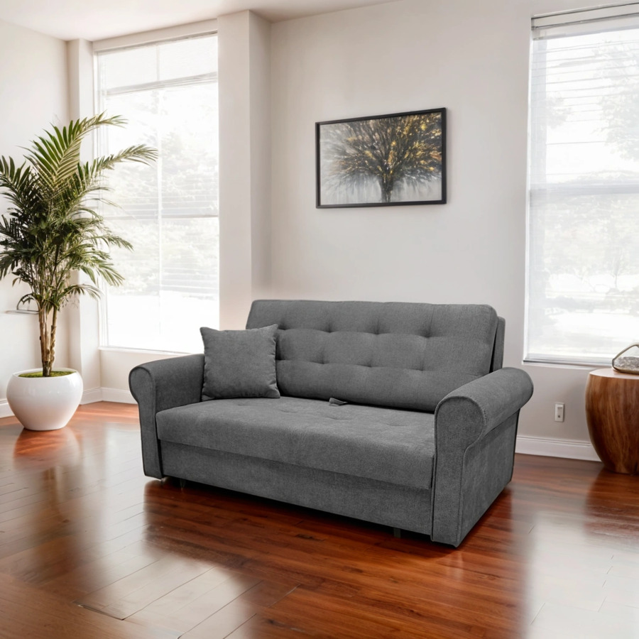 sofa trzyosobowa rozkładana w salonie szara bil iii