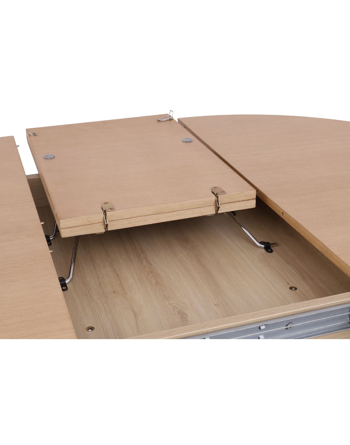 stół rozkładany, okrągły sorrento z lamelami, 120cm- 160 cm, naturalny dąb