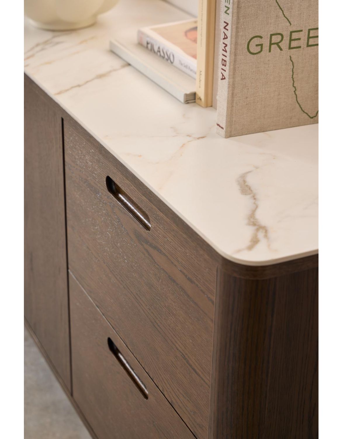 kredens southampton 160 cm, dąb dymiony i blat ceramiczny (24618)