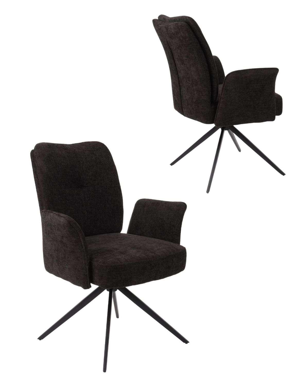 Otočná jídelní židle Stanley, čalouněná, černá