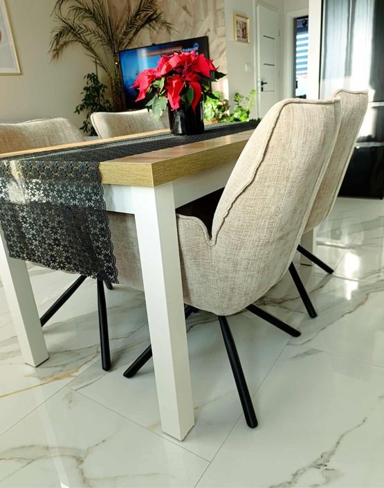 krzesło obrotowe do jadalni, tapicerowane stanley, beżowe