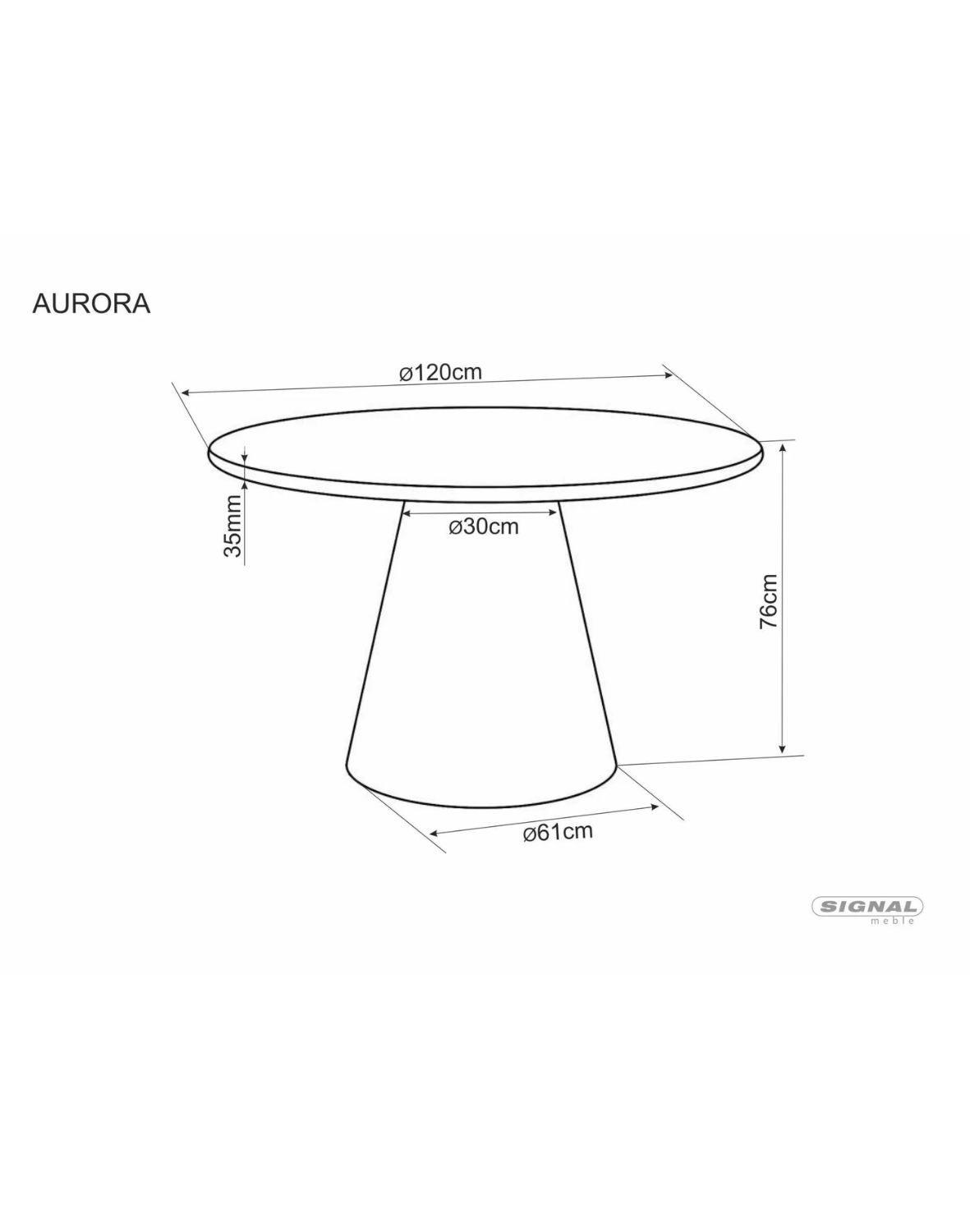 Stół okrągły Aurora 120 cm ecru, mikrocement