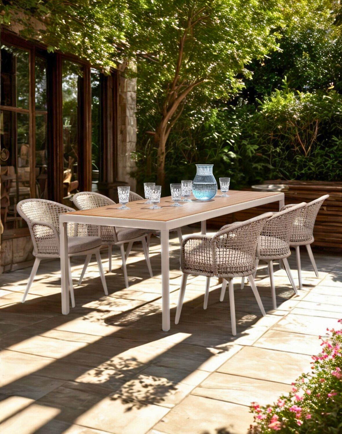 stół ogrodowy z krzesłami dla 6 osób atena