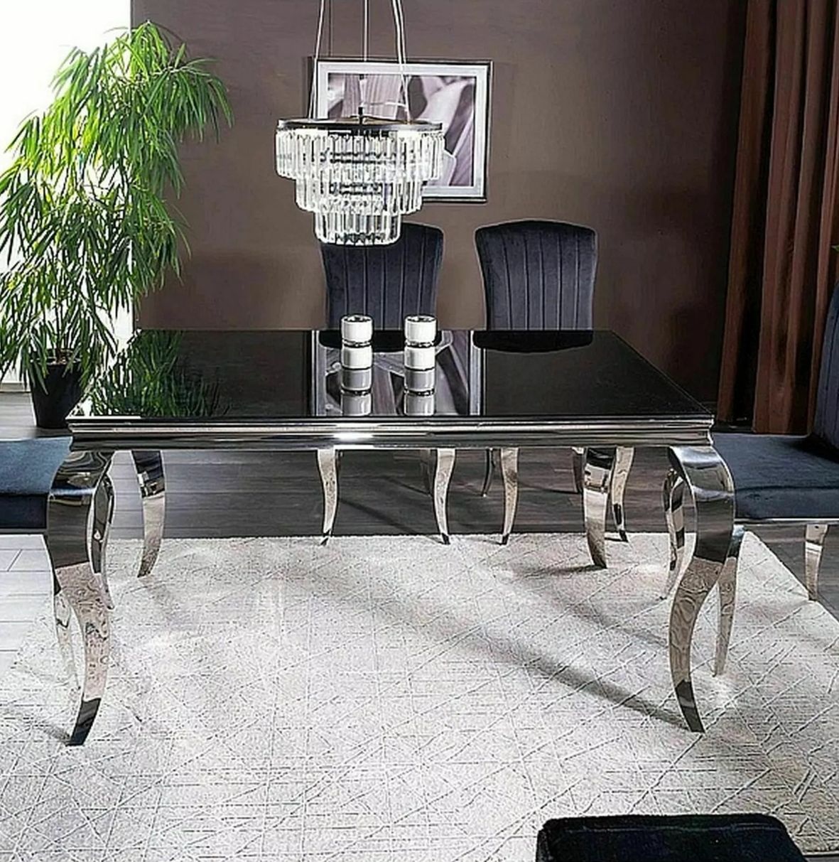 stol prince czarny chromowany 150x90 cm