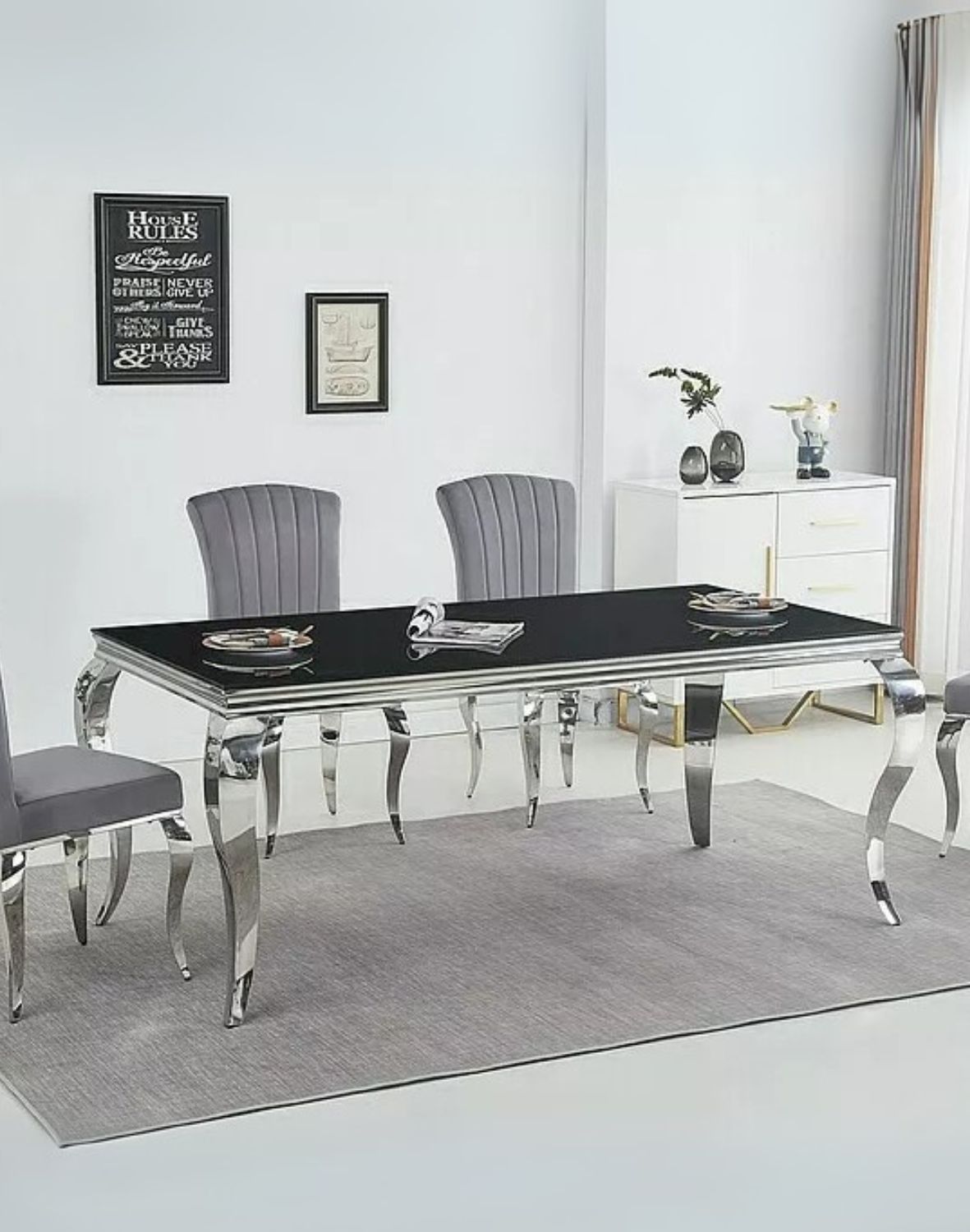 stol prince czarny chromowany 150x90 cm