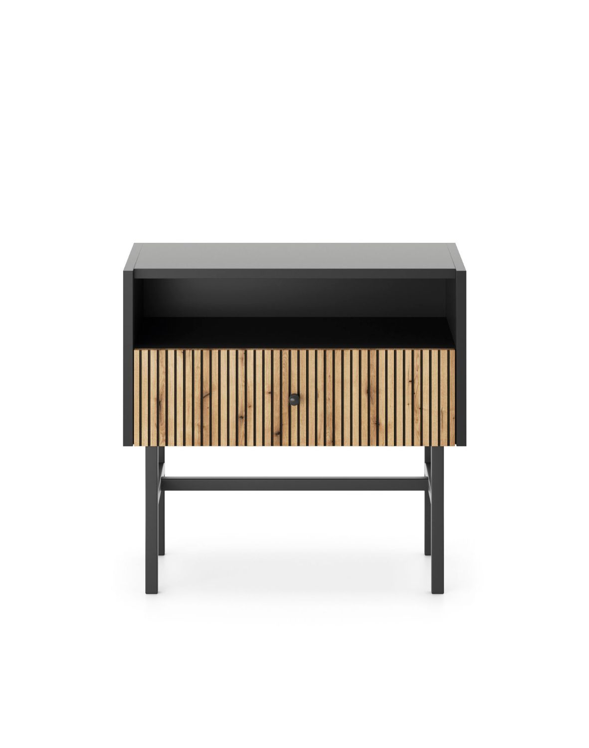 Szafka nocna czarny mat, lamele Diva