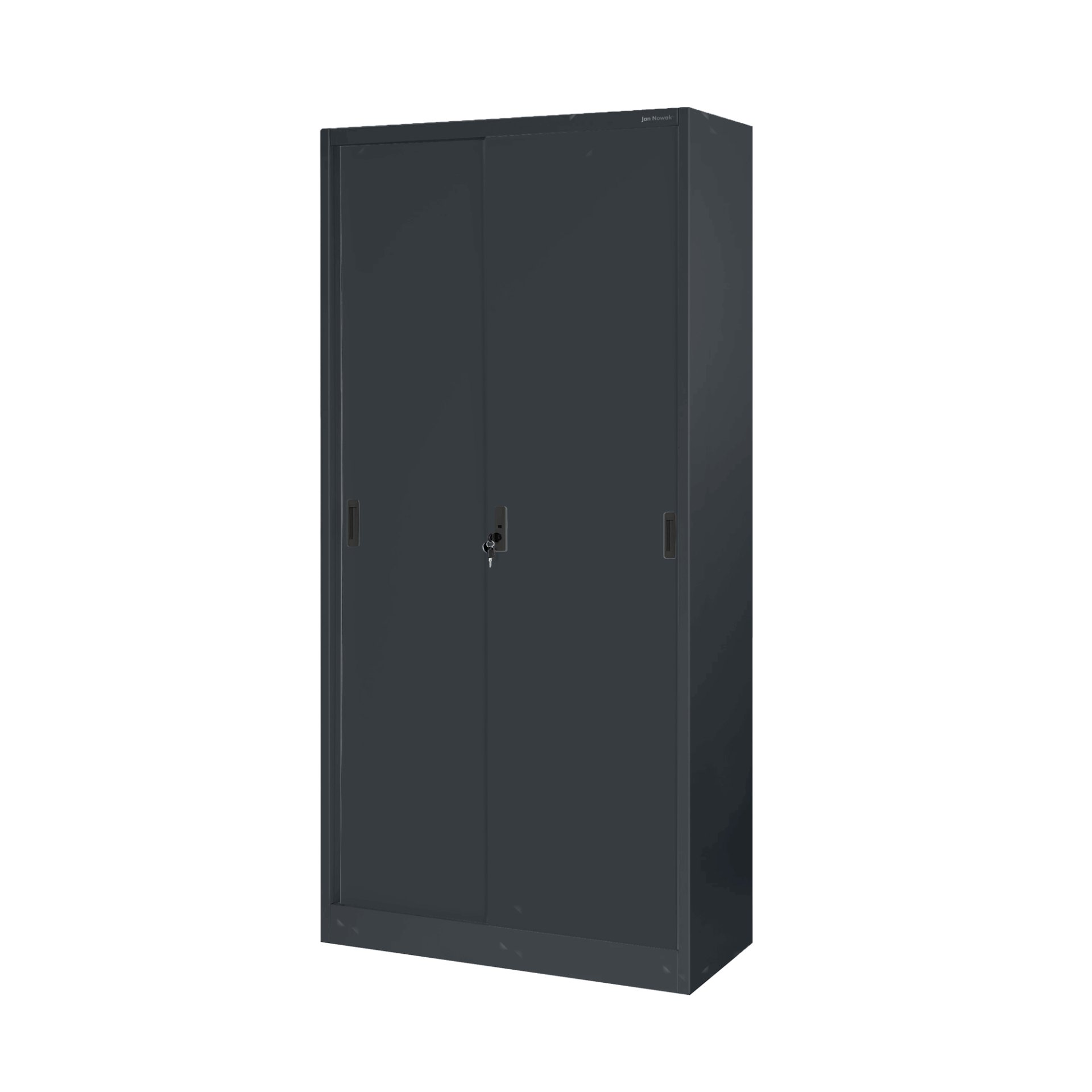 Szafa biurowa metalowa z drzwiami przesuwnymi antracytowa, 900x1850x400 mm: KUBA 2