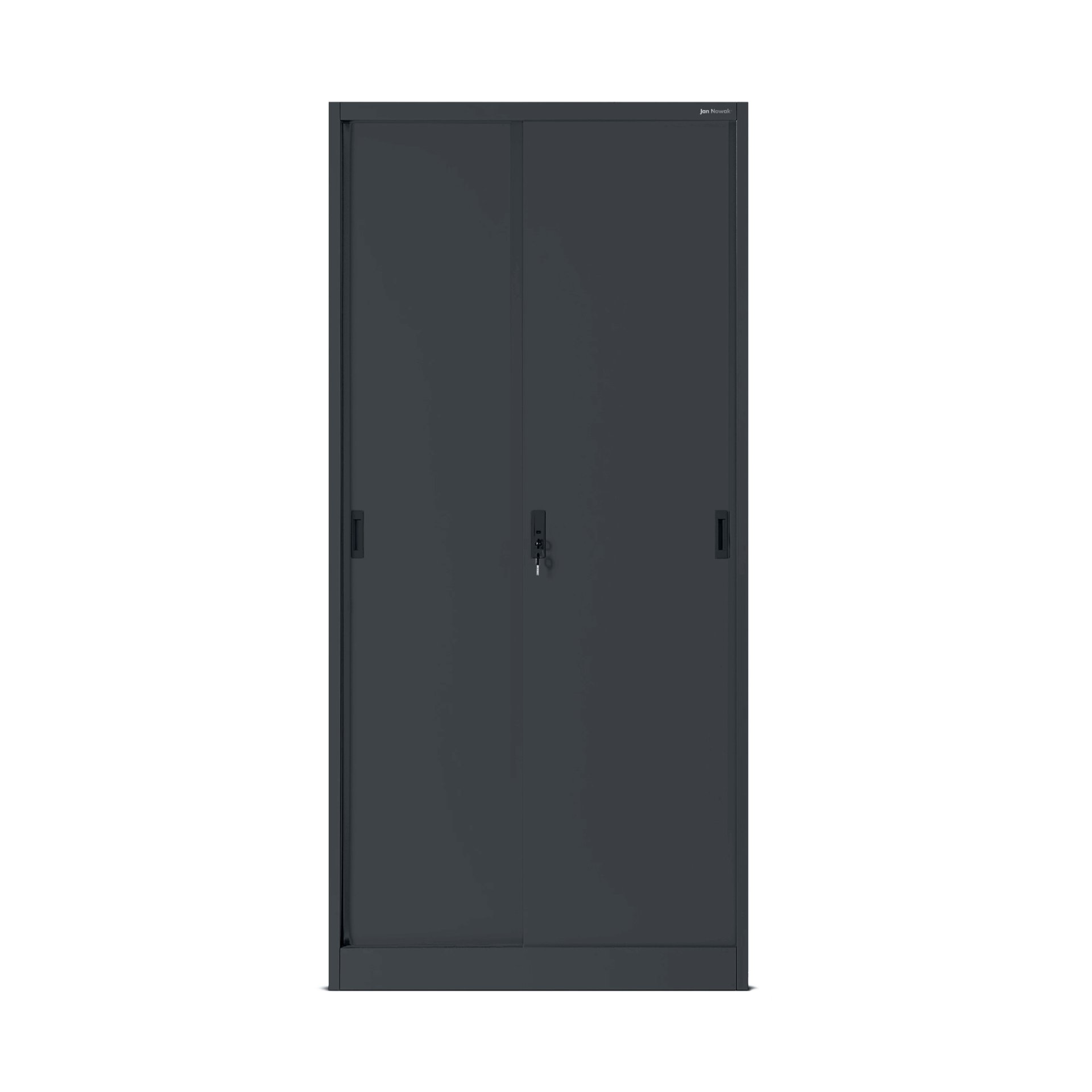 Szafa biurowa metalowa z drzwiami przesuwnymi antracytowa, 900x1850x400 mm: KUBA 5