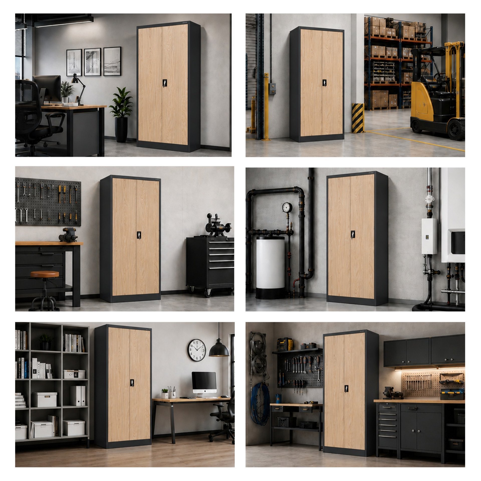 Szafa biurowa na dokumenty z 4 półkami antracytowa/dąb sonoma, 900x1850x400 mm: JAN Eco Design 8