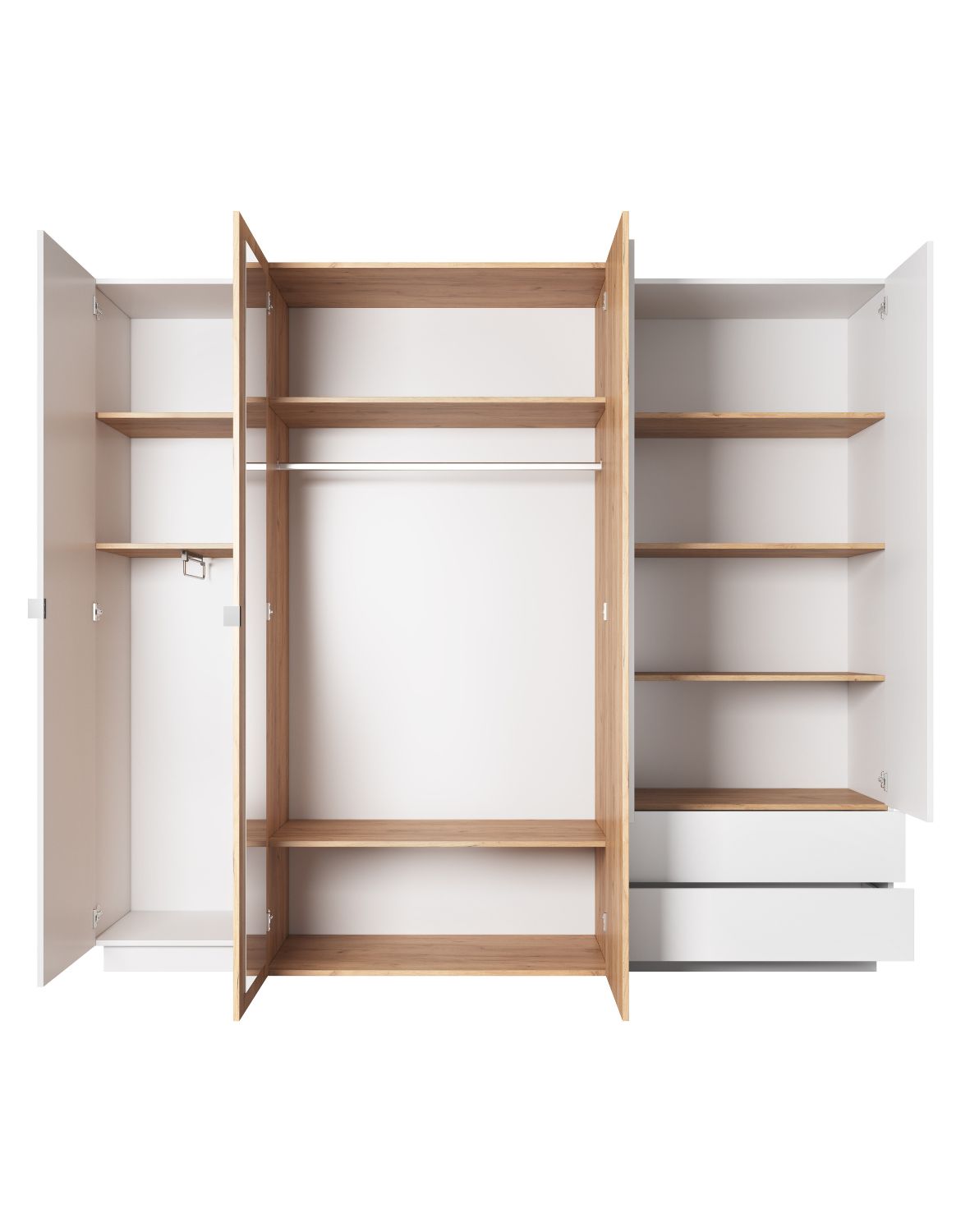 duża biała szafa pięciodrzwiowa z szufladami 3d h