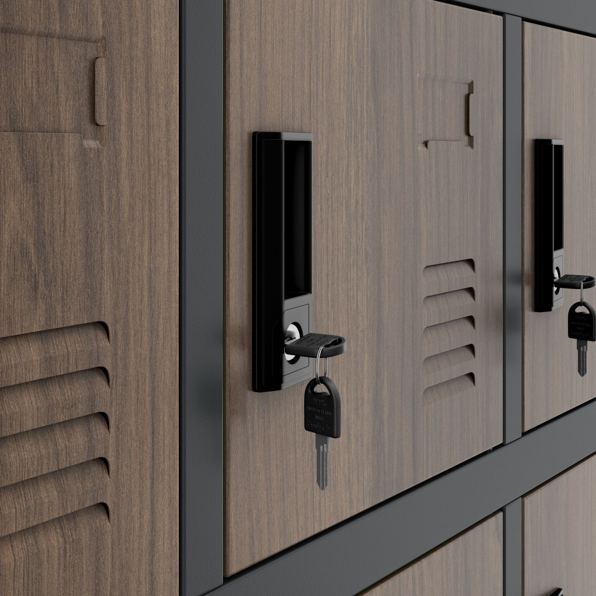 Szafka pracownicza skrytkowa 18-skrytkowa antracytowa/orzech, 900x1850x400 mm: KAROL Eco Design 3