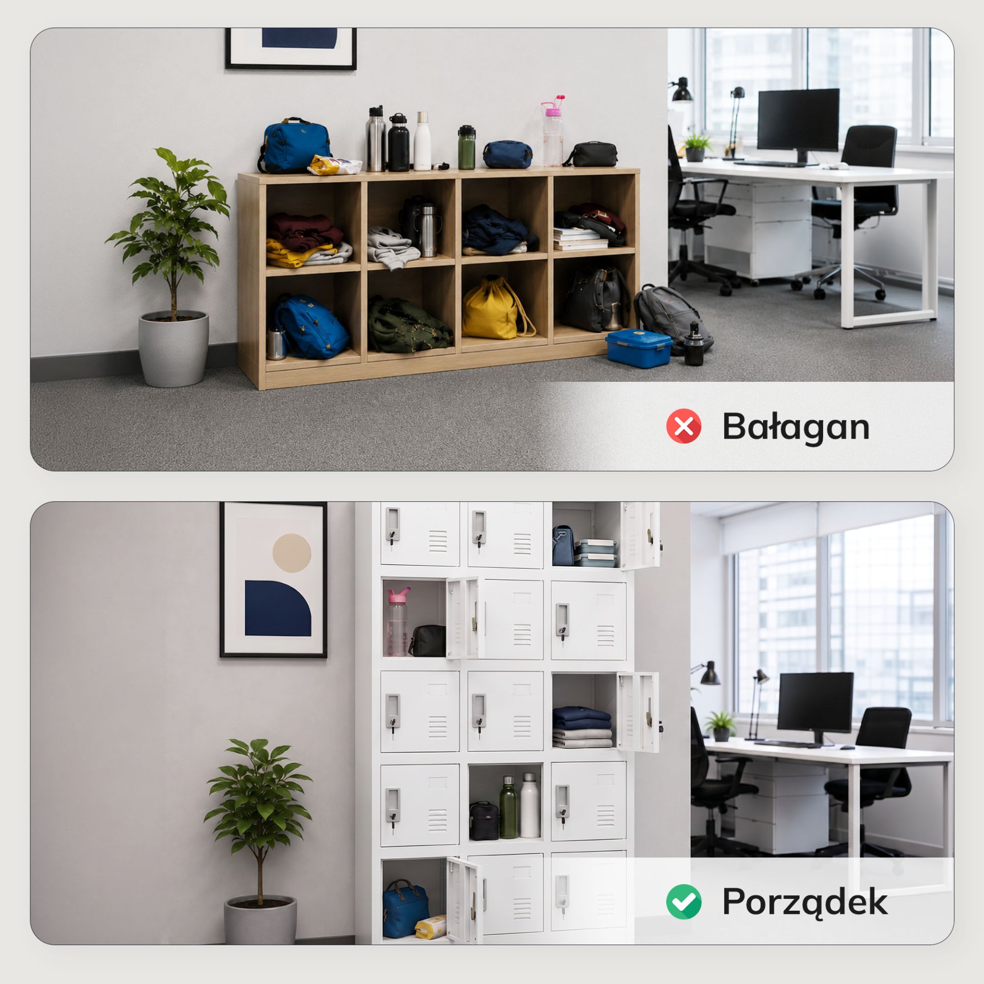Szafka pracownicza skrytkowa 18-skrytkowa biała, 900x1850x400 mm: KAROL 3