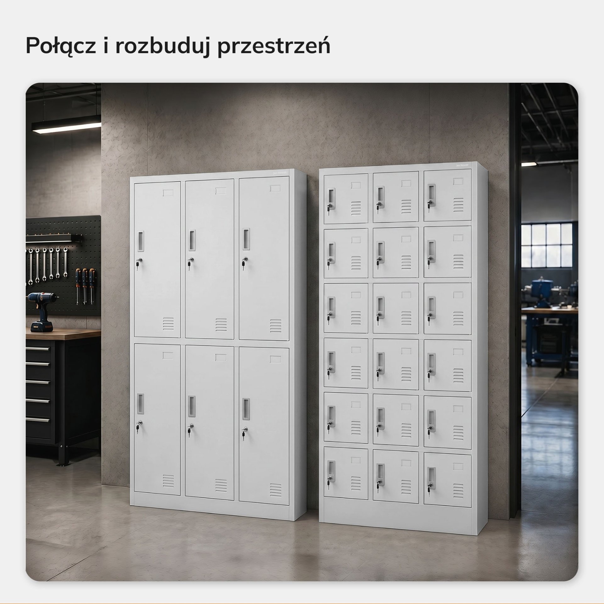 Szafka pracownicza skrytkowa 18-skrytkowa biała, 900x1850x400 mm: KAROL 9