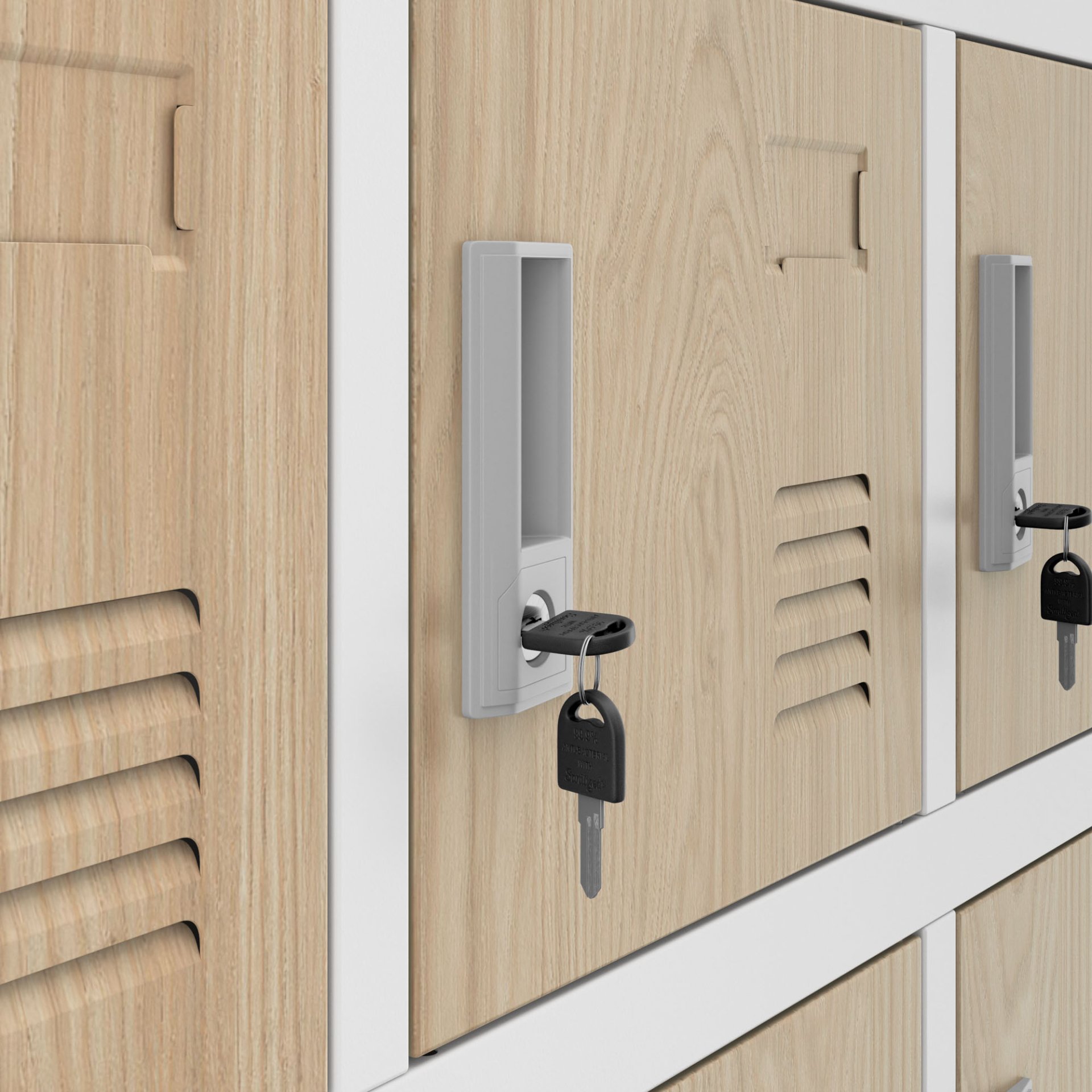 Szafka pracownicza skrytkowa 18-skrytkowa biała/dąb sonoma, 900x1850x400 mm: KAROL Eco Design 3