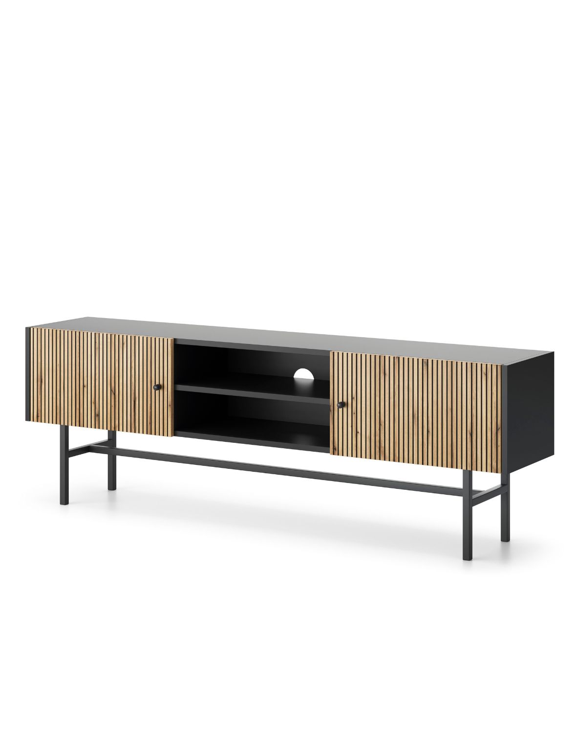 szafka rtv czarny mat lamele diva