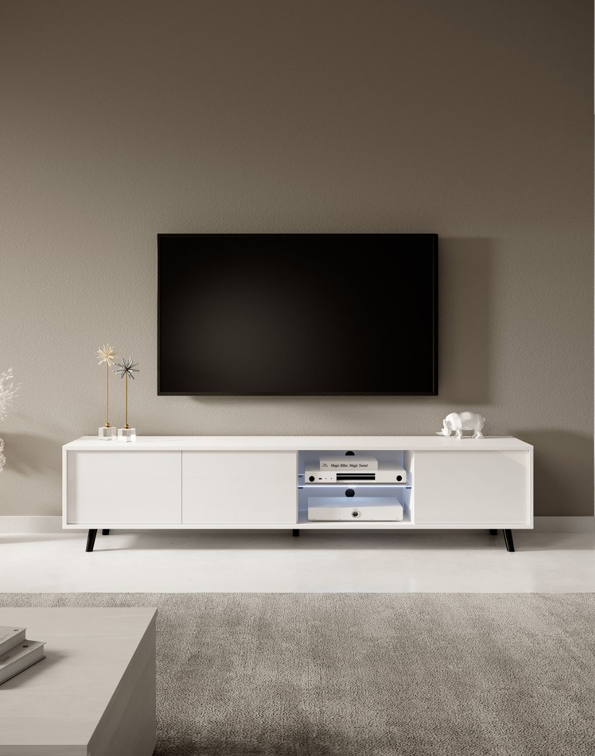 Szafka RTV Luna 02 LED Biała 175 cm