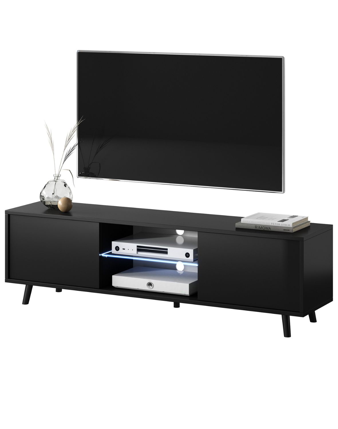 Szafka RTV Luna 01 LED Czarna 140 cm