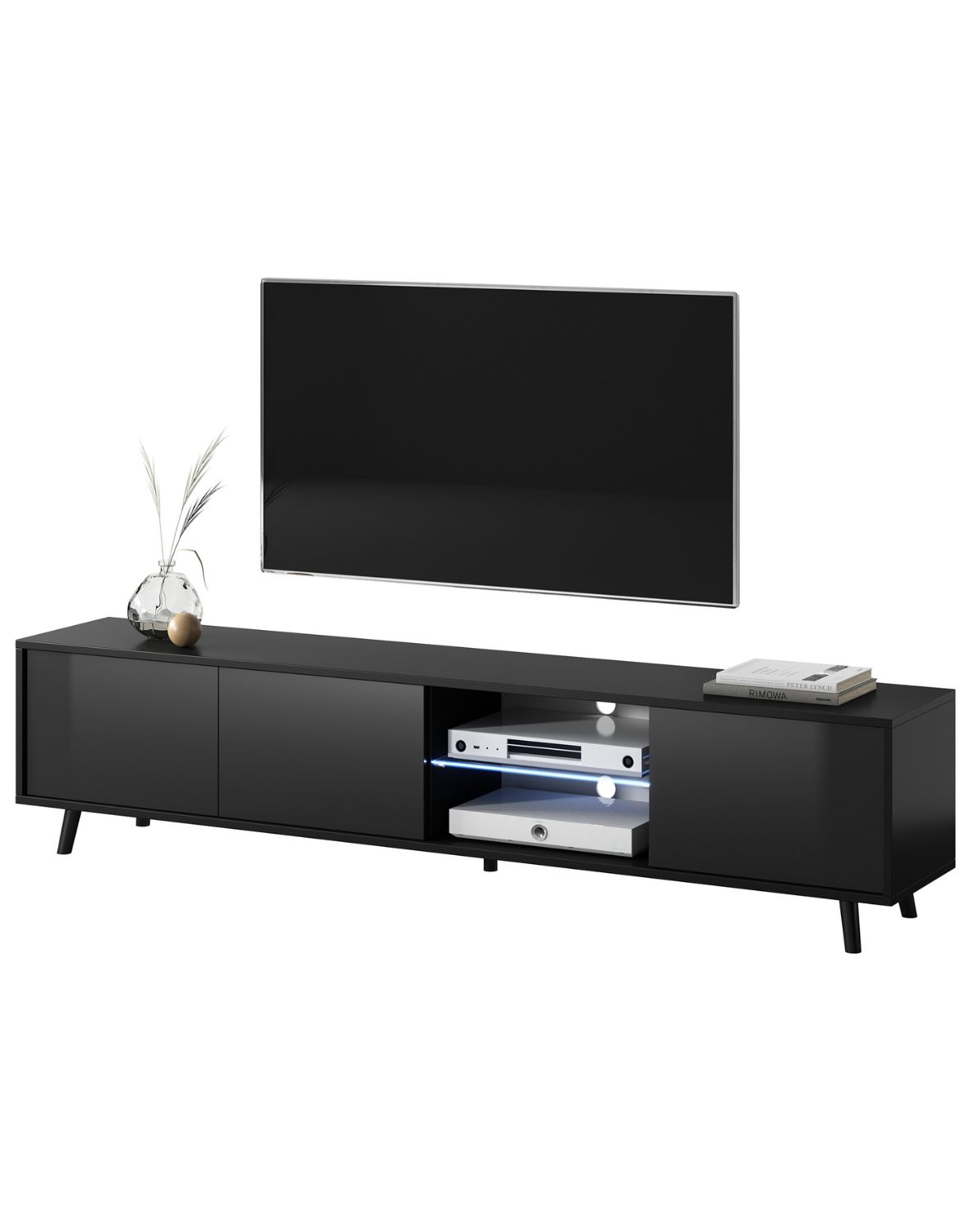 Szafka RTV Luna 02 LED Czarna 175 cm