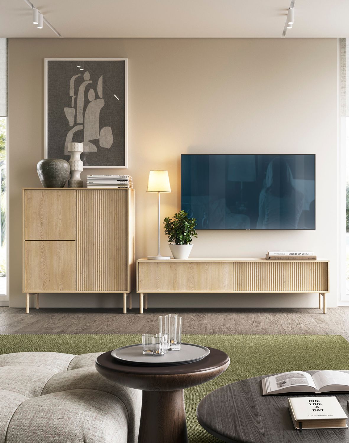 szeroka drewniana szafka rtv tavo e