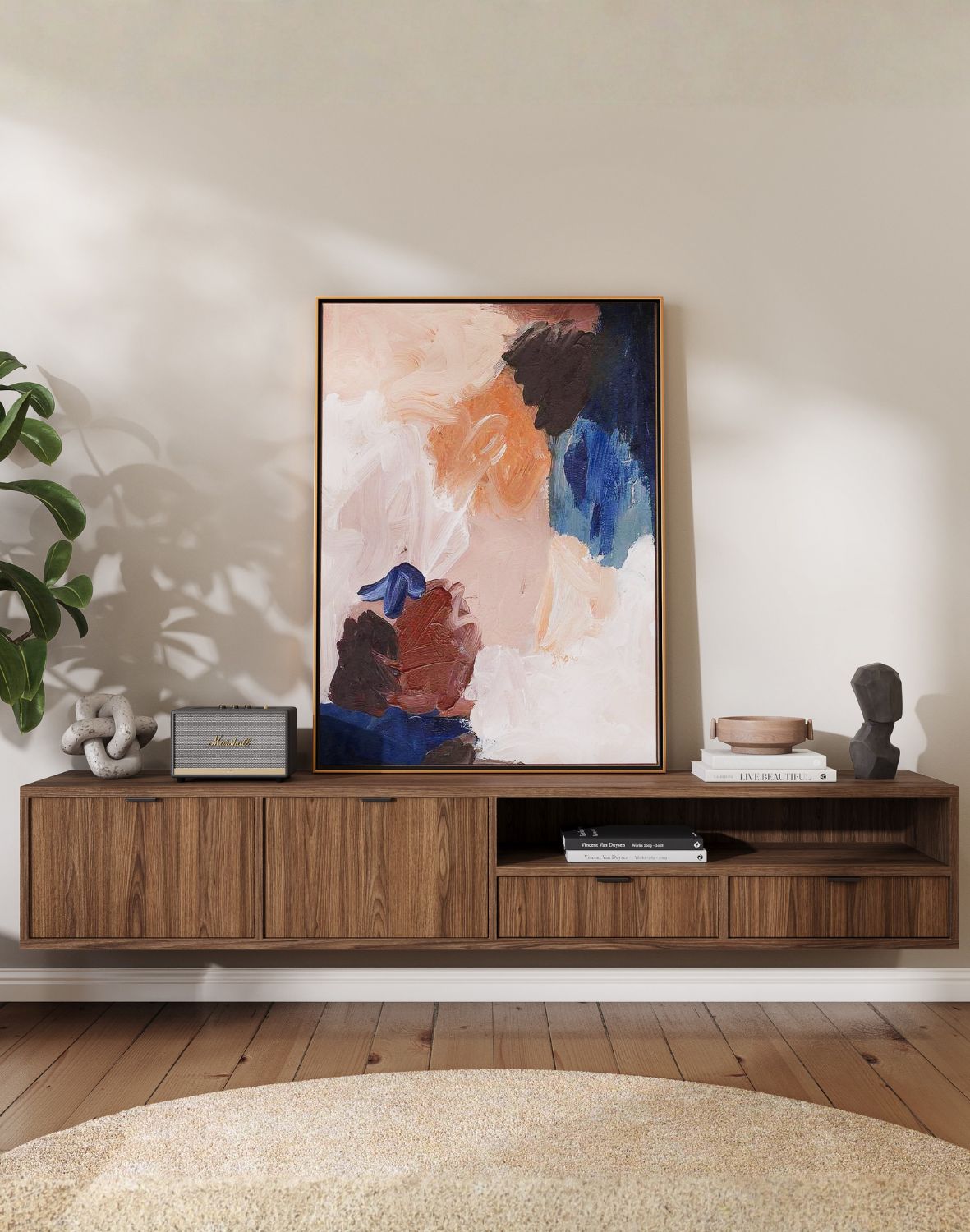 Szafka Wisząca RTV Edison Brown Warmia Walnut 200 cm