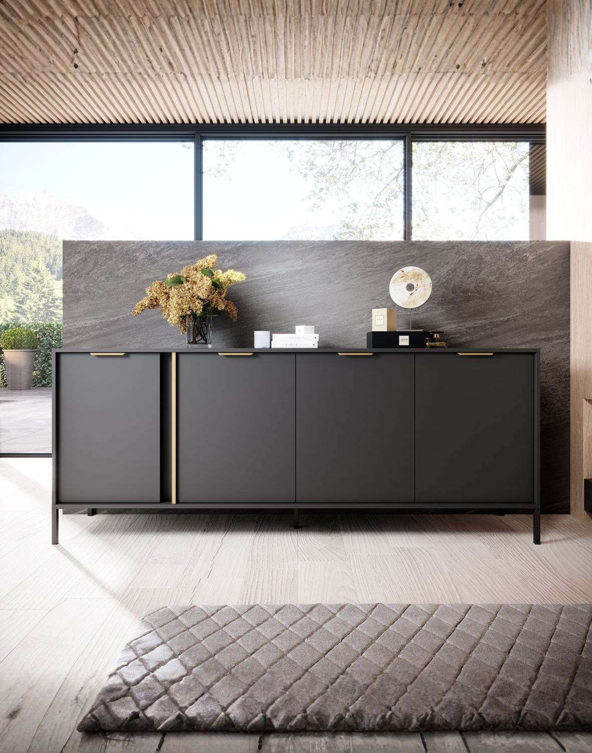 szeroka komoda czarna lars e