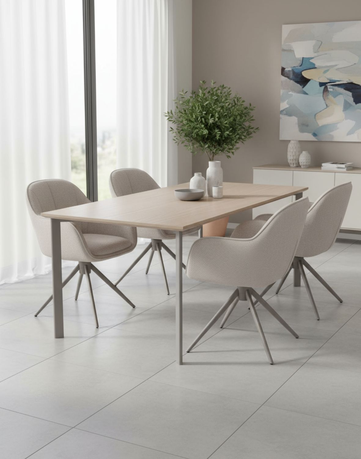 krzesło obrotowe do jadalni tessa, beżowe