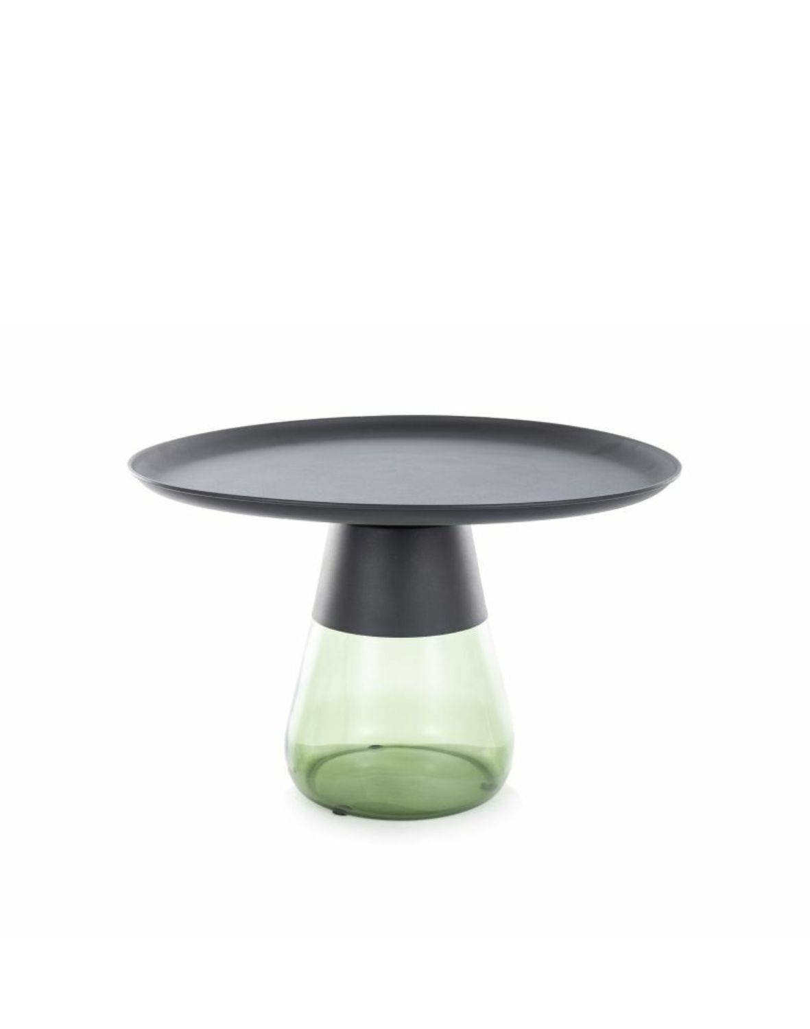 Konferenční stolek Tiffany B Black – kovová deska a zelený skleněný podstavec