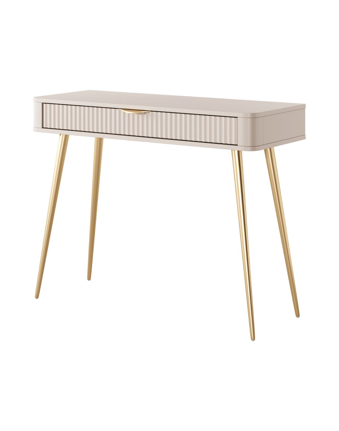 beżowa toaletka do sypialni na złotych nóżkach lante j