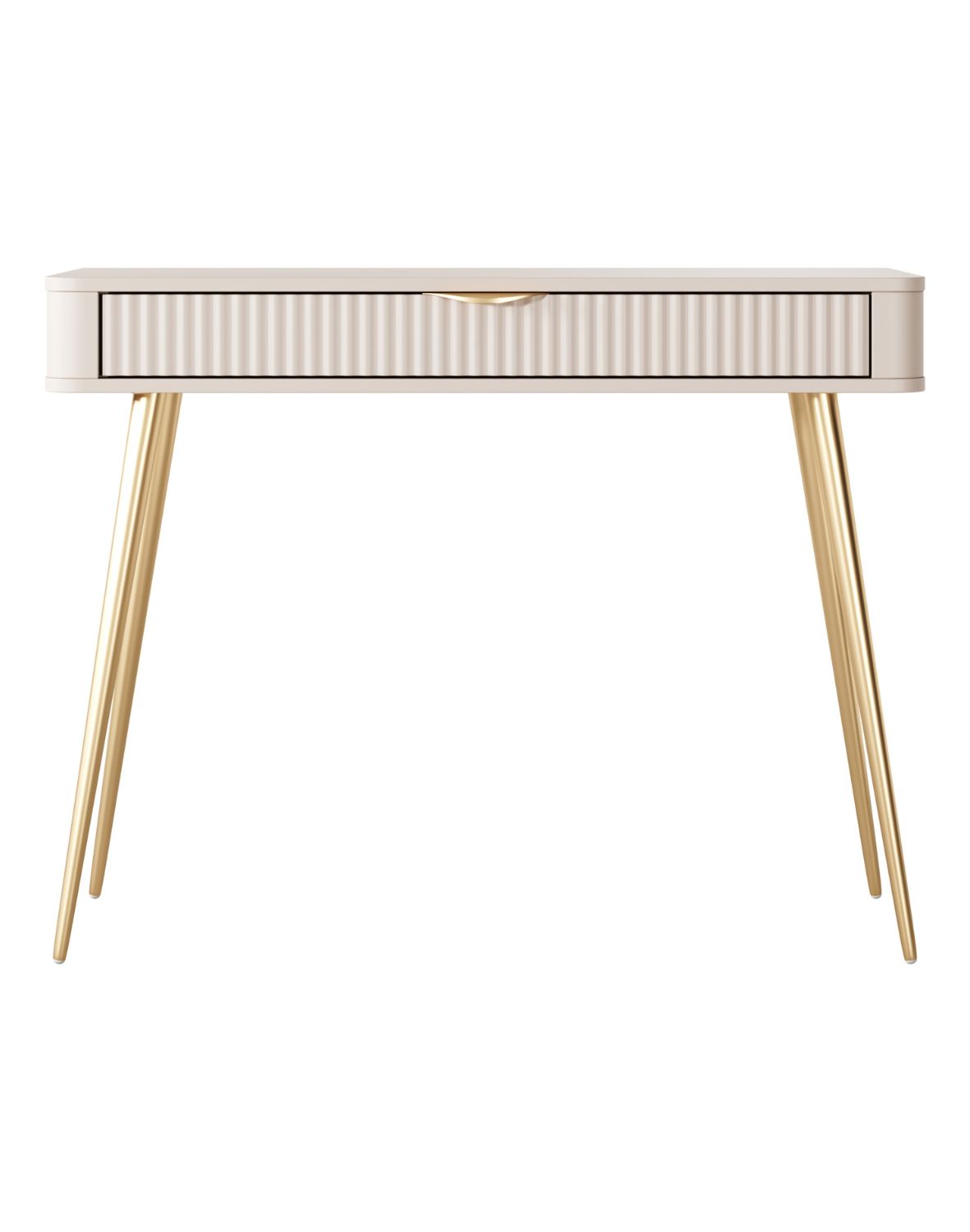 beżowa toaletka do sypialni na złotych nóżkach lante j