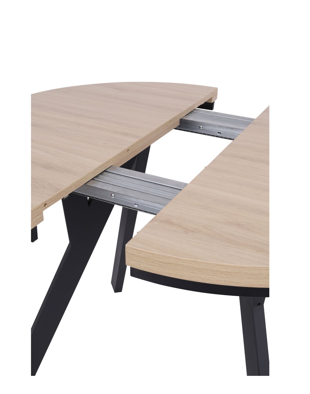 stół rozkładany do jadalni torino 90-190x75 cm, dąb naturalny z czarnymi nogami