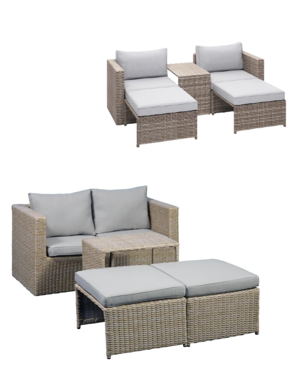 zestaw ogrodowy modułowy 5w1 - sofa, 2 fotele i pufy (80150000)