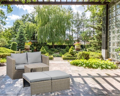 zestaw ogrodowy modułowy 5w1 - sofa, 2 fotele i pufy (80150000)