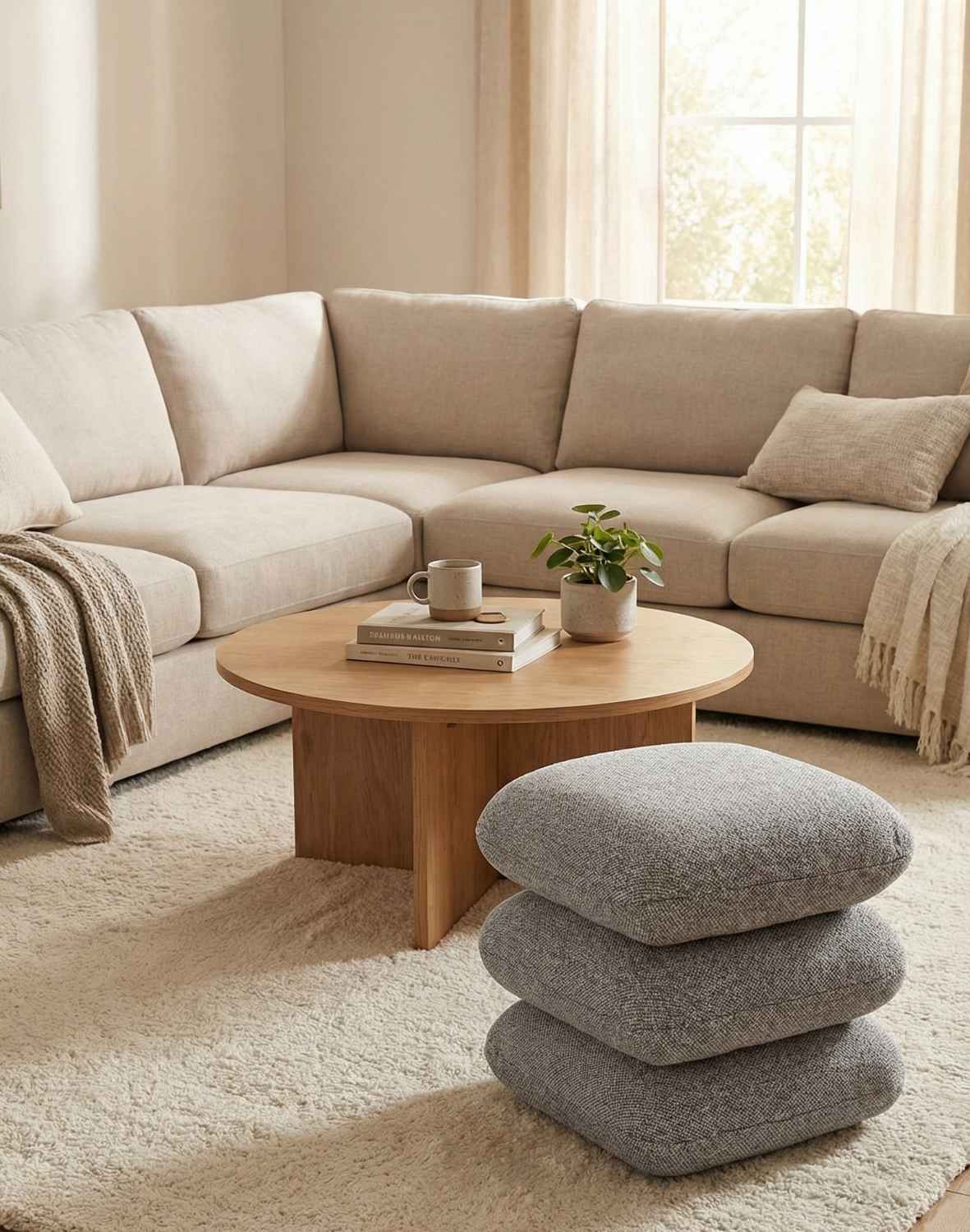 pufa obrotowa vario do salonu, szara