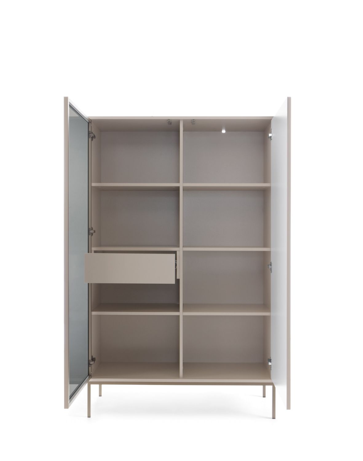 witryna dwudrzwiowa sento (wtsz104) z szufladą, led, kaszmir