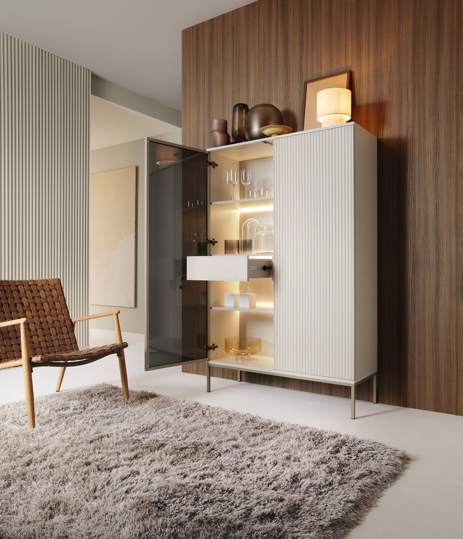 witryna dwudrzwiowa sento (wtsz104) z szufladą, led, kaszmir