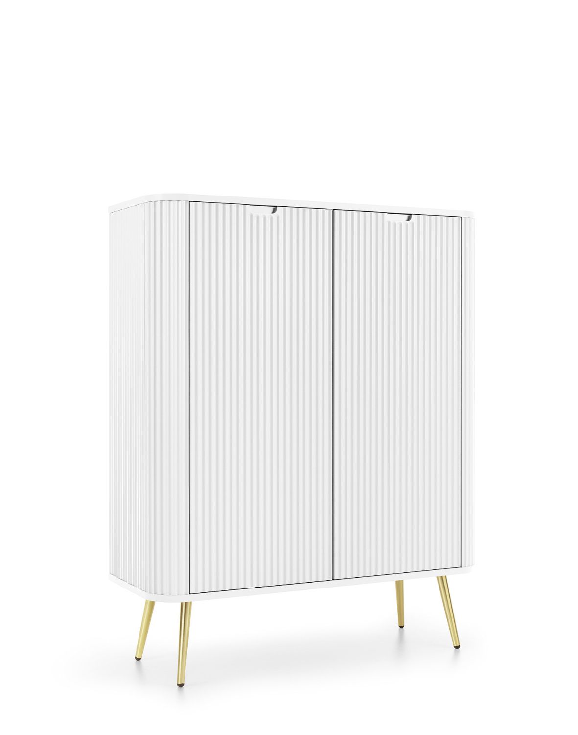 wysoka komoda zova (k103) do salonu, biało/złota